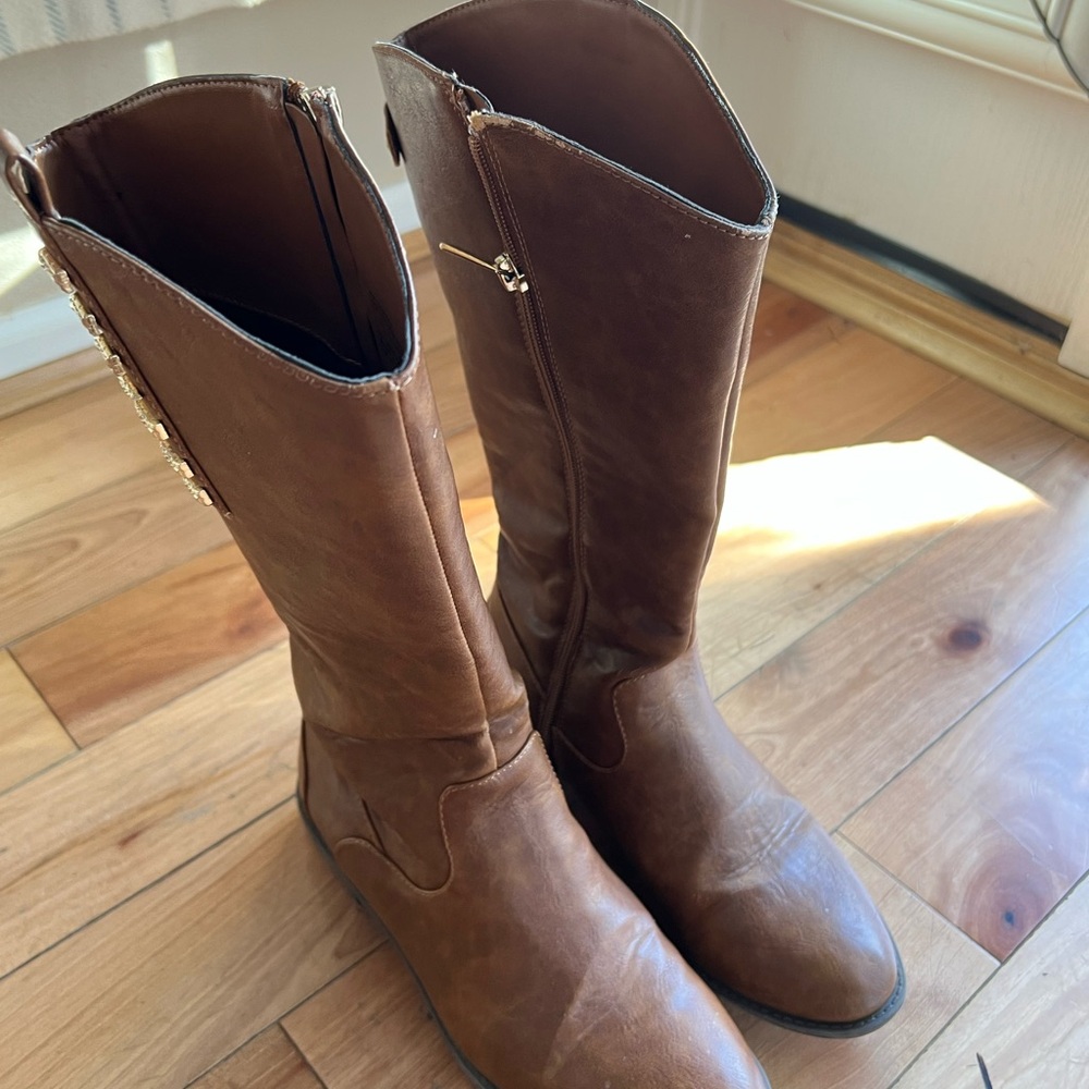 Brown Leather Knee-High Boots - Picture 2 of 6